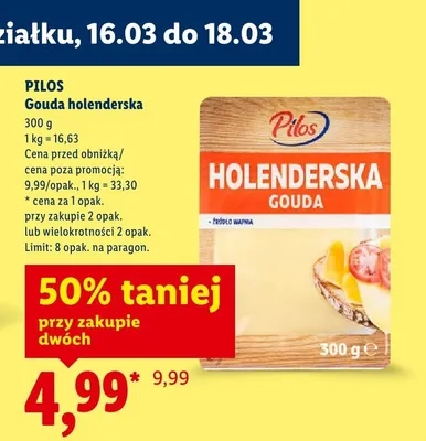 Ser Gouda holenderska 300 g promocja w Lidl