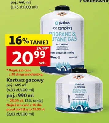Kartusz gazowy Platinet Propane & Butane Gas promocja w Auchan