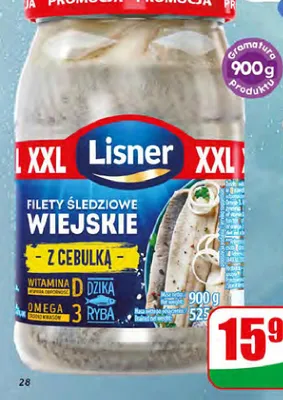 Filety śledziowe wiejskie z cebulką Lisner XXL promocja w Dino