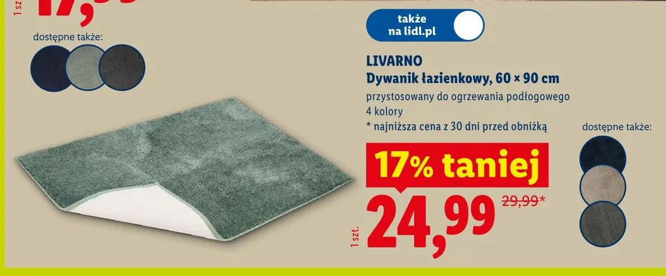 Dywanik łazienkowy Livarno 60x90cm promocja w Lidl