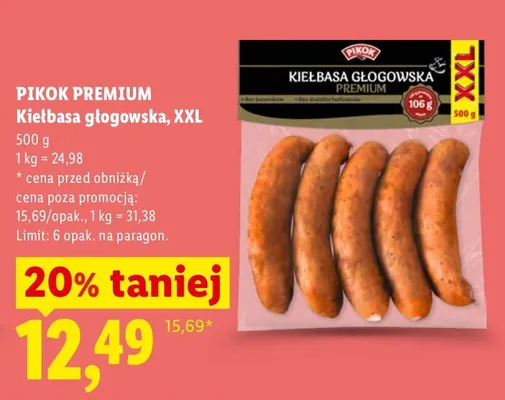 Kiełbasa głogowska XXL promocja w Lidl