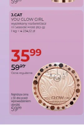 Wypiekany rozświetlacz J.Cat You Glow Girl 111 Seaside Frost promocja w Drogerie Jawa