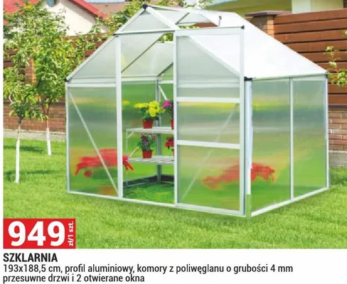 Szklarnia 193x186,5 cm profil aluminiowy promocja w Merkury Market