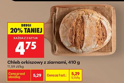Chleb orkiszowy z ziarnami promocja w Biedronka