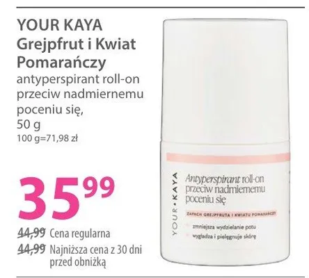 Antyperspirant roll-on przeciw nadmiernemu poceniu się Grejpfrut i Kwiat Pomarańczy promocja w Hebe