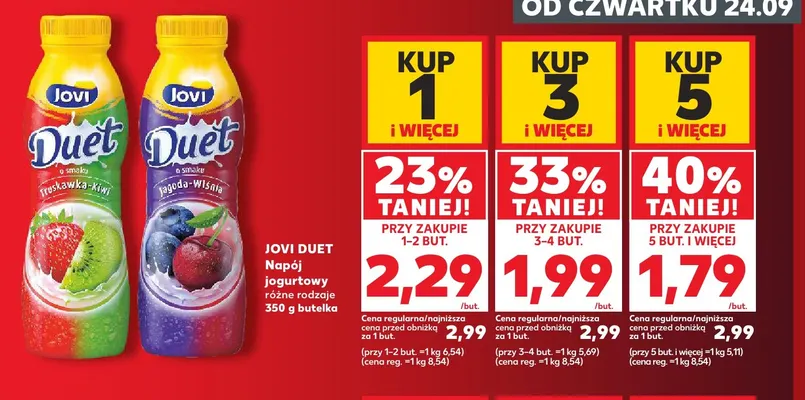 Napój jogurtowy Jovi Duet jagoda-wiśnia promocja w Kaufland