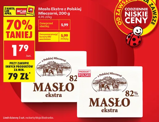 Masło Ekstra z Polskiej Mleczarni promocja w Biedronka