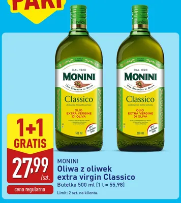 Oliwa z oliwek extra virgin Classico Monini promocja w Aldi