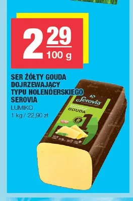 Ser żółty Gouda dojrzewający typu holenderskiego Serovia Lumiko promocja w SPAR