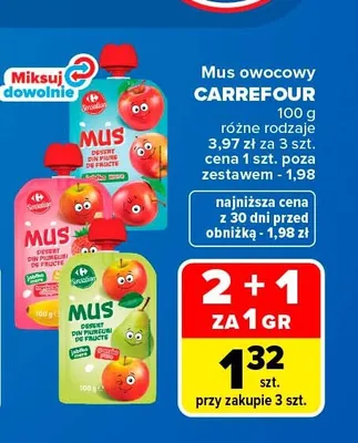 Mus owocowy truskawka Carrefour promocja w Carrefour