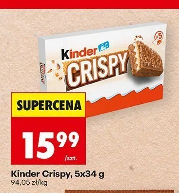 Wafelki Kinder Crispy 5-pak 34 g promocja w Biedronka