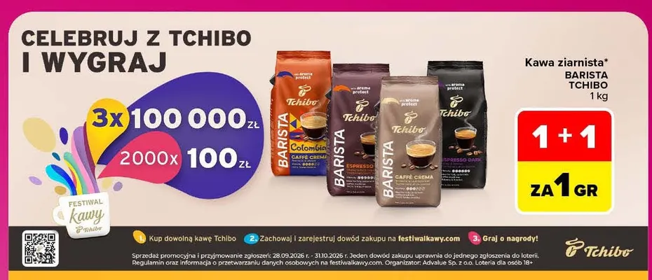 Kawa ziarnista Barista Tchibo Espresso promocja w Carrefour