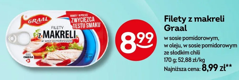 Filety z makreli w sosie pomidorowym ze słodkim chili Graal promocja w Żabka