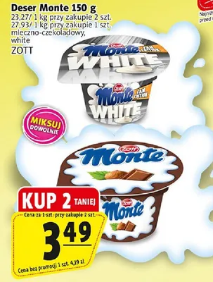 Deser Monte mleczno-czekoladowy white promocja w Prim Market