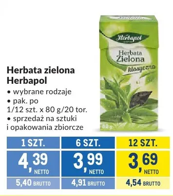 Herbata zielona Herbapol promocja w Makro