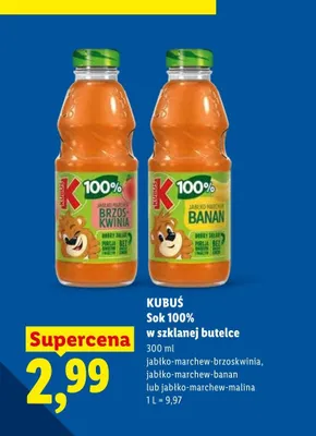 Sok 100% Kubuś jabłko-marchew-banan promocja w Lidl