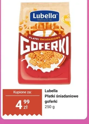 Płatki śniadaniowe goferki Lubella promocja w Dino