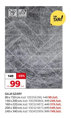 Dywan Gaja szary 200x300 cm promocja w Komfort