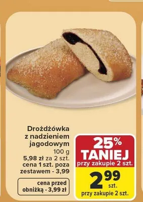 Drożdżówka z nadzieniem jagodowym promocja w Carrefour Market