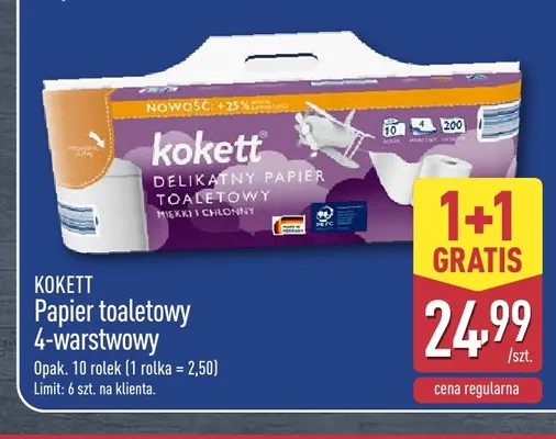 Papier toaletowy 4-warstwowy Kokett promocja w Aldi