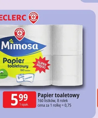 Papier toaletowy Mimosa 8-pak promocja w Leclerc