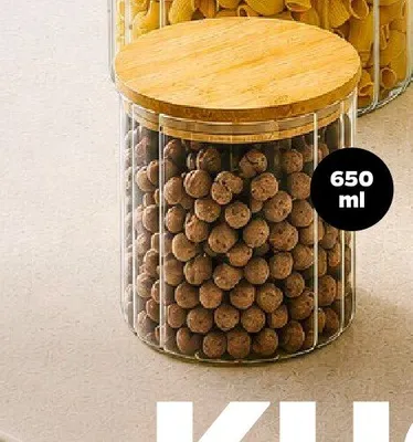 Szklany pojemnik z bambusową pokrywą 650 ml promocja w Netto