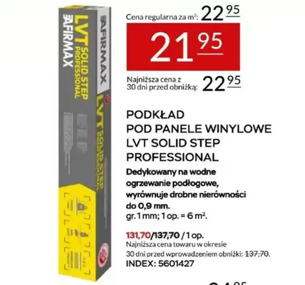 Podkład pod panele winylowe Afirmax LVT Solid Step Professional promocja w Abra Meble