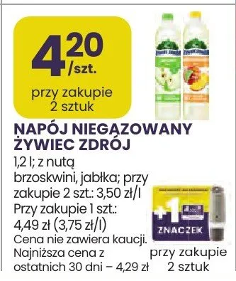 Napój niegazowany Żywiec Zdrój z nutą brzoskwini promocja w Stokrotka