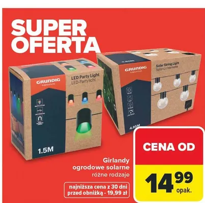 Girlandy ogrodowe solarne różne rodzaje promocja w Carrefour
