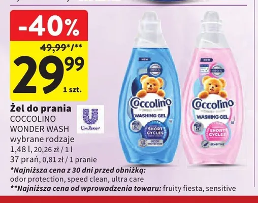 Żel do prania Coccolino Wonder Wash Odor Protection promocja w Intermarche