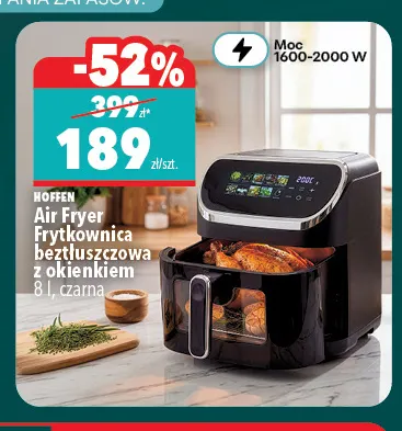 frytkownica beztłuszczowa z okienkiem 8 l czarna Hoffen promocja w Biedronka Home