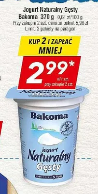 Jogurt Naturalny Gęsty Bakoma promocja w LEWIATAN