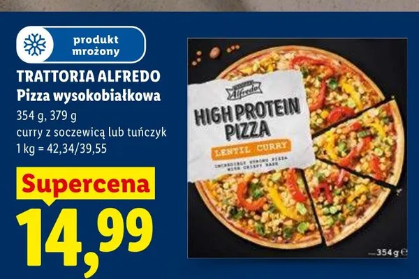 Pizza wysokobiałkowa Trattoria Alfredo z tuńczykiem mrożona promocja w Lidl