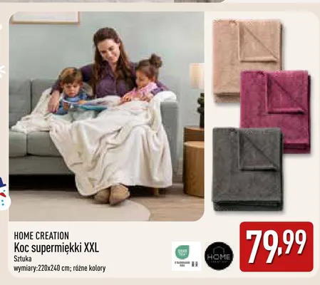 Koc supermiękki XXL 220x240 cm Home Creation promocja w Aldi