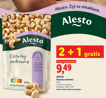 Orzechy nerkowca Alesto promocja w Lidl