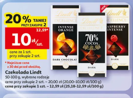 Czekolada Lindt Excellence 70% Cocoa promocja w Auchan