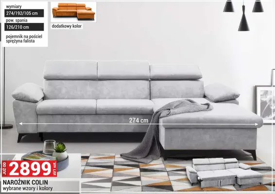 Narożnik COLIN wybrane wzory i kolory promocja w Merkury Market