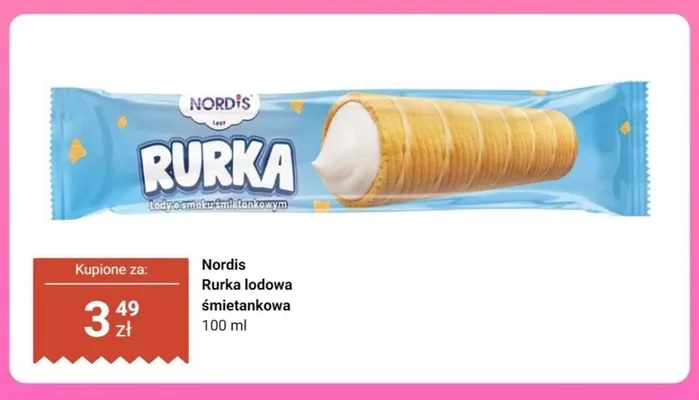 Rurka lodowa śmietankowa Nordis promocja w Dino