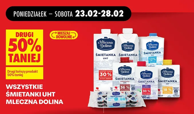 Śmietanka UHT wszystkie rodzaje promocja w Biedronka