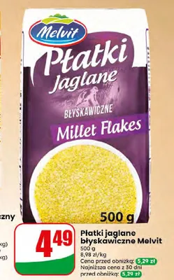 Płatki jaglane błyskawiczne Melvit promocja w Dino