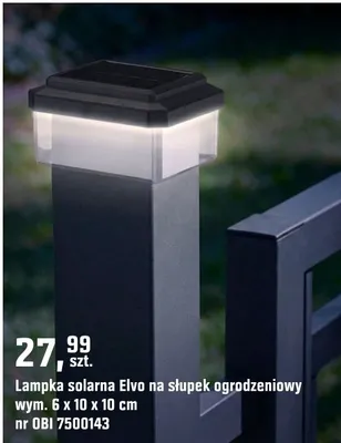 Lampka solarna Elvo na słupek ogrodzeniowy promocja w OBI