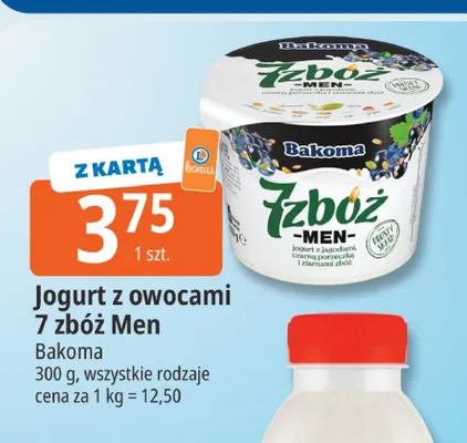 Jogurt z owocami 7 zbóż Men Bakoma promocja w Leclerc