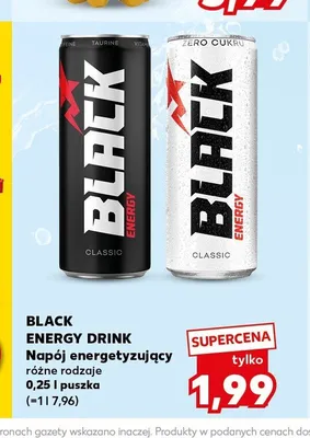 Napój energetyzujący Black Energy Drink Zero Cukru promocja w Kaufland
