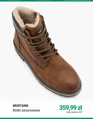 Botki sznurowane Mustang promocja w Deichmann