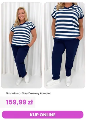 Komplet dresowy granatowo-biały ModnaKiecka.pl promocja w Modna Kiecka