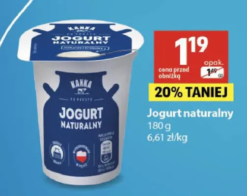 Jogurt naturalny Kanka promocja w Delikatesy Centrum