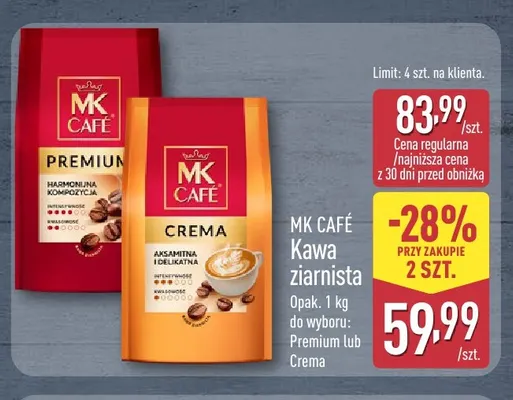 Kawa ziarnista Premium MK Café promocja w Aldi