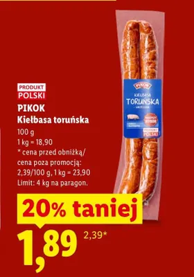Kiełbasa toruńska Pikok promocja w Lidl