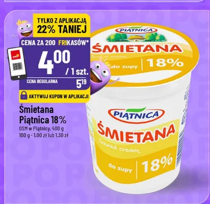 Śmietana 18% promocja w POLOmarket