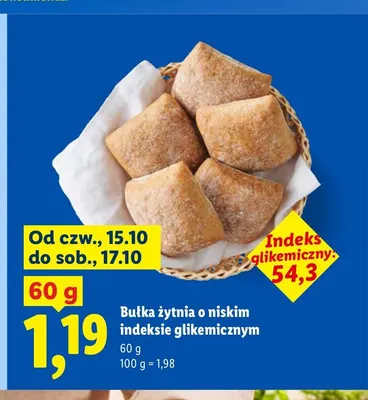 Bułka żytnia o niskim indeksie glikemicznym promocja w Lidl